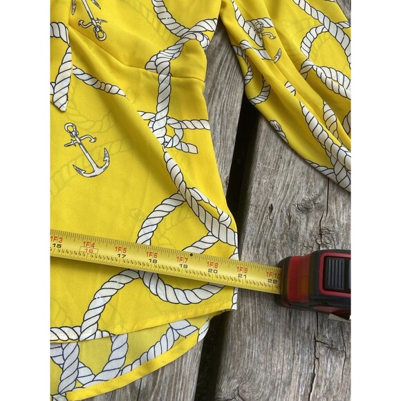 Cabi Reef Knot Women Sz Small Yellow Peplum Blouse Zipper Nautical Sailing - Picture 15 of 16